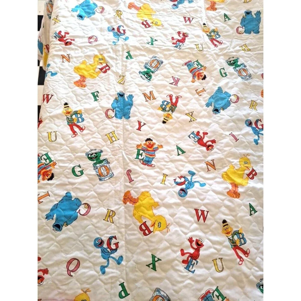 Quilted Sesame Street Comforter Fabric 3 Yards Vintage Alphabet Letters 110"x45" - Picture 1 of 8